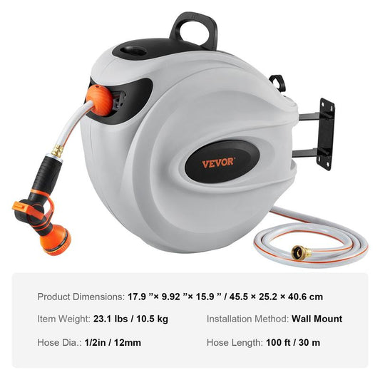 Retractable Hose Reel 130 FT Return System